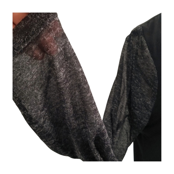 Avant Garde Cardigan With Ruched Front, D Ring Detail  And Sheer Grey Sleeves - Picture 5 of 7